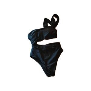 Black One Piece Swimsuit Strappy Cutout Bathing Suit